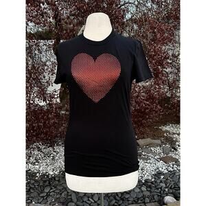 Vintage Moschino Jeans T-Shirt Short Sleeve Shirt Black w/Red Heart Size US 12